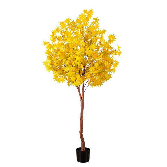 6-ft Pre-Lit Yellow Autumn Maple Artifical Fall Tree with 350 Warm White LED Lights - SKU #T5272