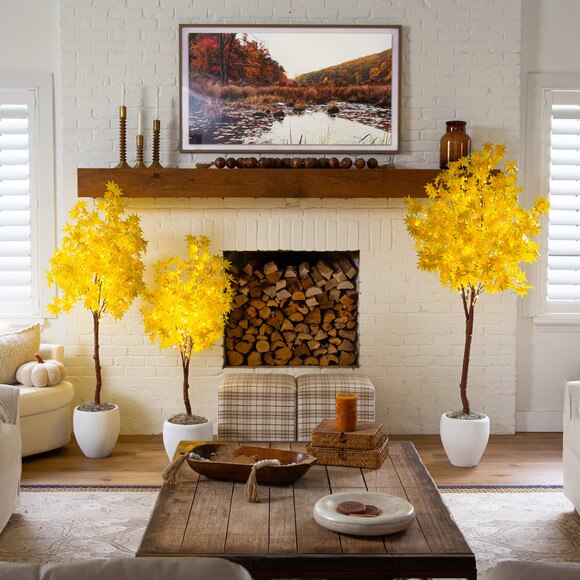 6-ft Pre-Lit Yellow Autumn Maple Artifical Fall Tree with 350 Warm White LED Lights - SKU #T5272 - 5