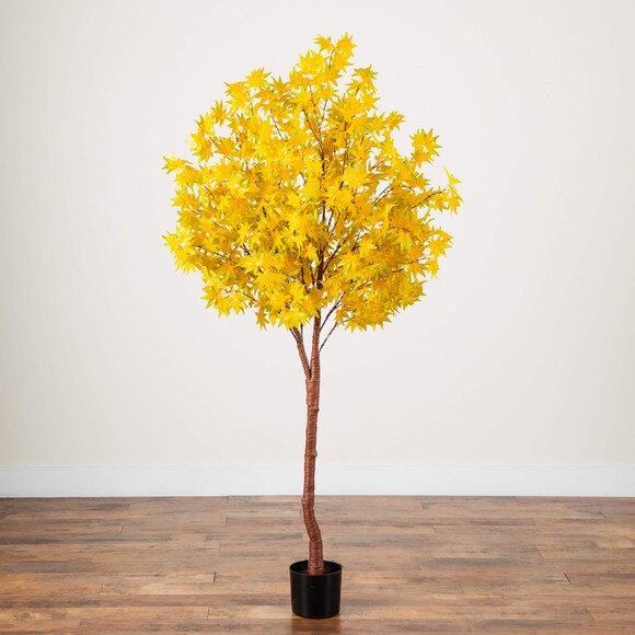 6-ft Pre-Lit Yellow Autumn Maple Artifical Fall Tree with 350 Warm White LED Lights - SKU #T5272 - 6