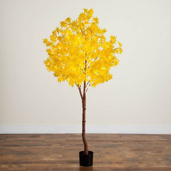 6-ft Pre-Lit Yellow Autumn Maple Artifical Fall Tree with 350 Warm White LED Lights - SKU #T5272 - 8