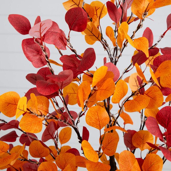 5-ft Pre-Lit Bright Autumn Eucalyptus Artificial Fall Tree with 300 Warm White LED Lights - SKU #T5273 - 2
