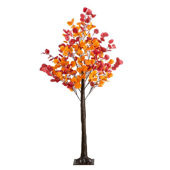 5-ft Pre-Lit Bright Autumn Eucalyptus Artificial Fall Tree with 300 Warm White LED Lights - SKU #T5273 - 5