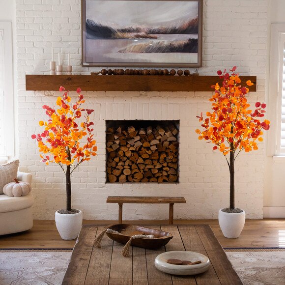 5-ft Pre-Lit Bright Autumn Eucalyptus Artificial Fall Tree with 300 Warm White LED Lights - SKU #T5273 - 7