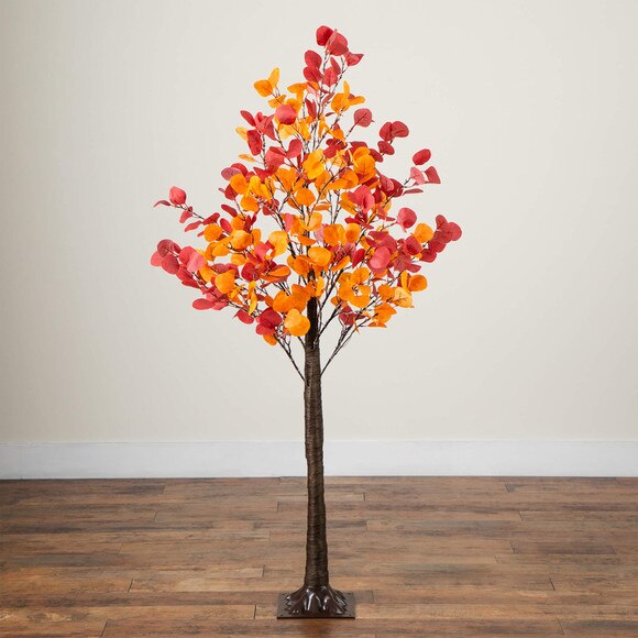 5-ft Pre-Lit Bright Autumn Eucalyptus Artificial Fall Tree with 300 Warm White LED Lights - SKU #T5273 - 8