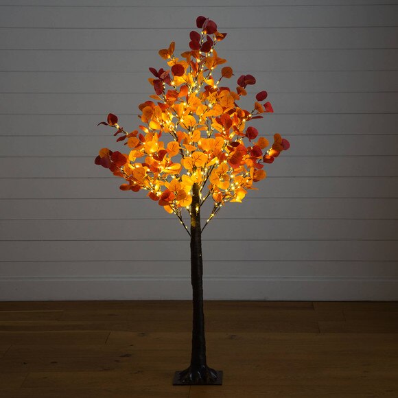 5-ft Pre-Lit Bright Autumn Eucalyptus Artificial Fall Tree with 300 Warm White LED Lights - SKU #T5273 - 9