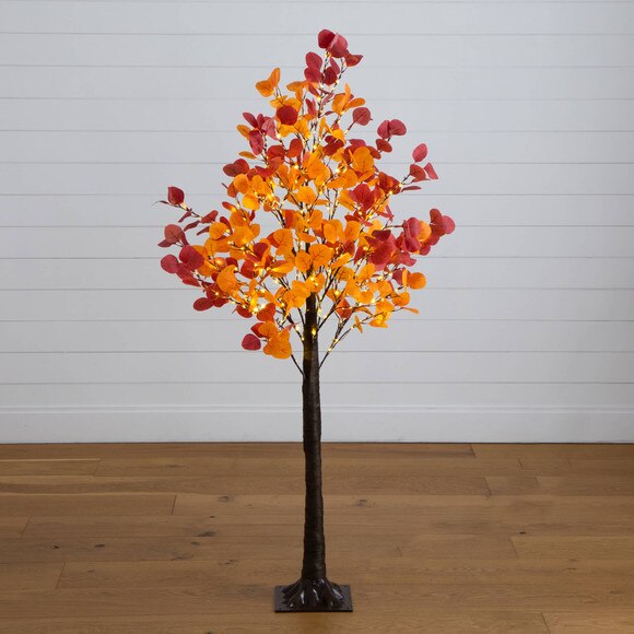 5-ft Pre-Lit Bright Autumn Eucalyptus Artificial Fall Tree with 300 Warm White LED Lights - SKU #T5273 - 10
