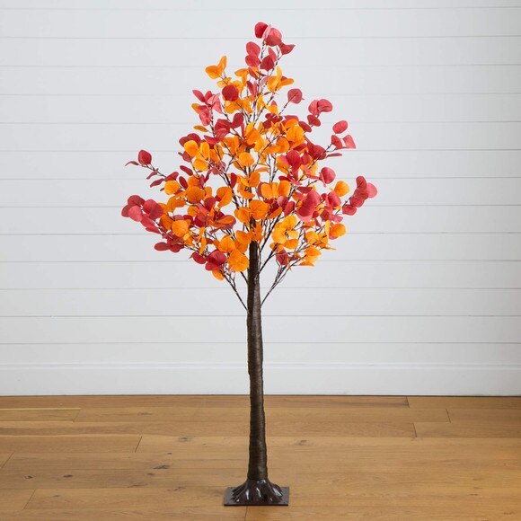 5-ft Pre-Lit Bright Autumn Eucalyptus Artificial Fall Tree with 300 Warm White LED Lights - SKU #T5273 - 11