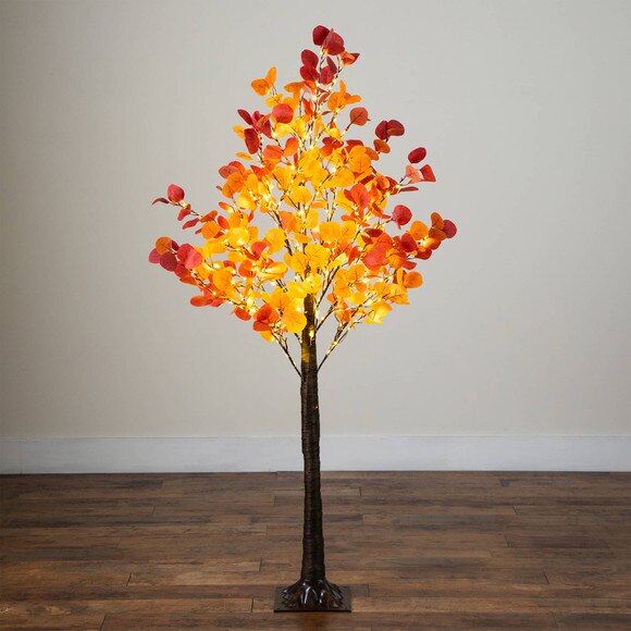 5-ft Pre-Lit Bright Autumn Eucalyptus Artificial Fall Tree with 300 Warm White LED Lights - SKU #T5273 - 12