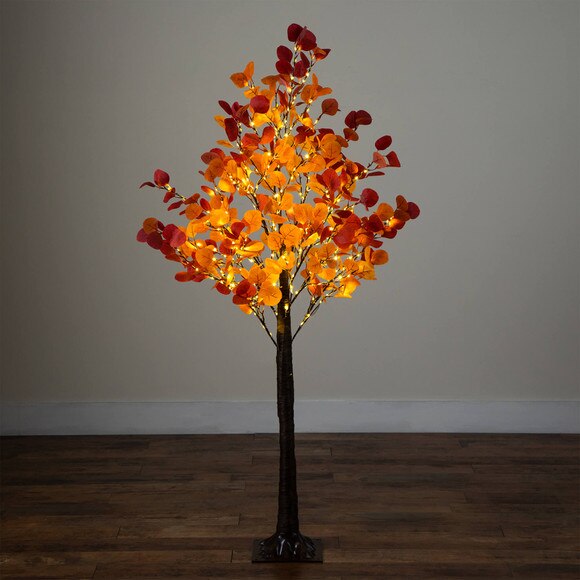 5-ft Pre-Lit Bright Autumn Eucalyptus Artificial Fall Tree with 300 Warm White LED Lights - SKU #T5273 - 13