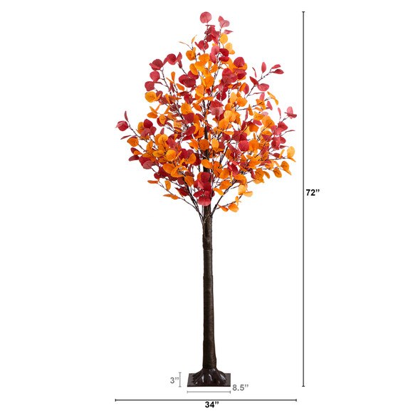6-ft Pre-Lit Bright Autumn Eucalyptus Artificial Fall Tree with 420 Warm White LED Lights - SKU #T5274 - 1