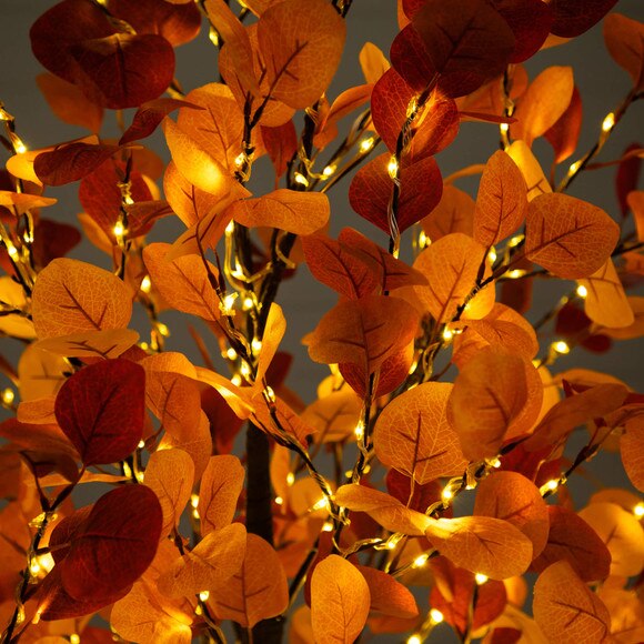 6-ft Pre-Lit Bright Autumn Eucalyptus Artificial Fall Tree with 420 Warm White LED Lights - SKU #T5274 - 3