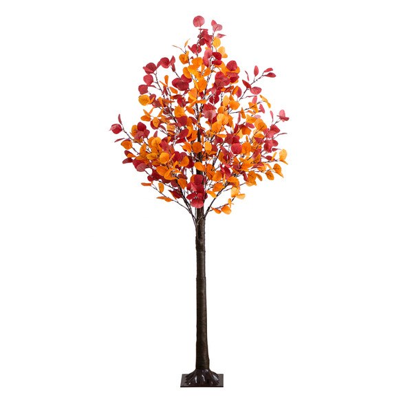 6-ft Pre-Lit Bright Autumn Eucalyptus Artificial Fall Tree with 420 Warm White LED Lights - SKU #T5274 - 6