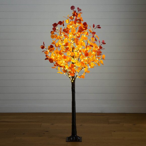 6-ft Pre-Lit Bright Autumn Eucalyptus Artificial Fall Tree with 420 Warm White LED Lights - SKU #T5274 - 9