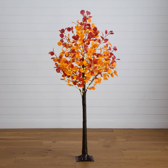 6-ft Pre-Lit Bright Autumn Eucalyptus Artificial Fall Tree with 420 Warm White LED Lights - SKU #T5274 - 10
