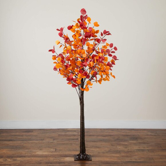 6-ft Pre-Lit Bright Autumn Eucalyptus Artificial Fall Tree with 420 Warm White LED Lights - SKU #T5274 - 11