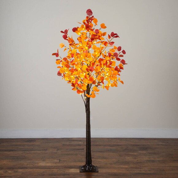 6-ft Pre-Lit Bright Autumn Eucalyptus Artificial Fall Tree with 420 Warm White LED Lights - SKU #T5274 - 12