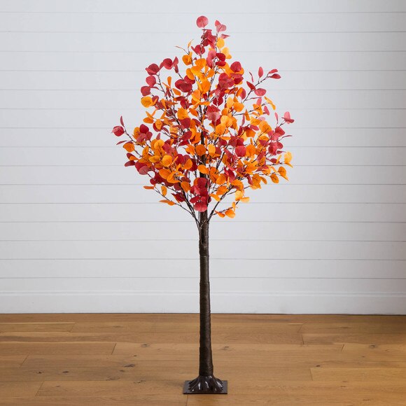 6-ft Pre-Lit Bright Autumn Eucalyptus Artificial Fall Tree with 420 Warm White LED Lights - SKU #T5274 - 13