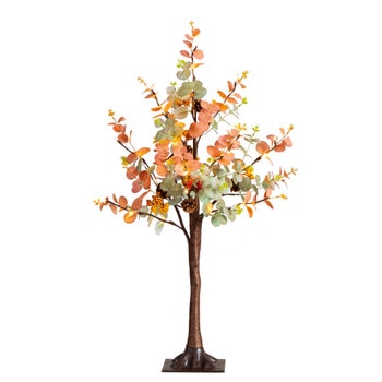 3-ft Pre-Lit Autumn Eucalyptus Artificial Fall Tree with Pinecones Berries and 36 Warm White LED Lights - SKU #T5275