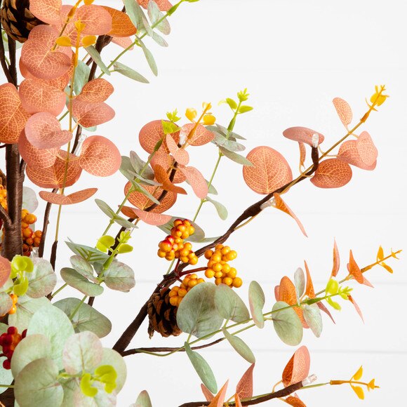 3-ft Pre-Lit Autumn Eucalyptus Artificial Fall Tree with Pinecones Berries and 36 Warm White LED Lights - SKU #T5275 - 2