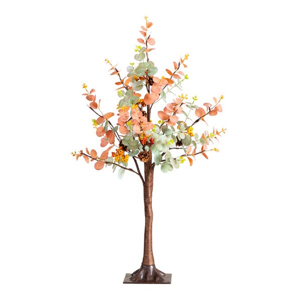 3-ft Pre-Lit Autumn Eucalyptus Artificial Fall Tree with Pinecones Berries and 36 Warm White LED Lights - SKU #T5275 - 6