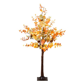 4-ft Pre-Lit Autumn Eucalyptus Artificial Fall Tree with Pinecones Berries and 60 Warm White LED Lights - SKU #T5276
