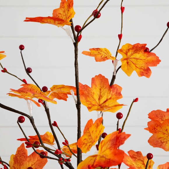 3-ft Pre-Lit Autumn Maple Artificial Fall Tree with Berries and 36 Warm White LED Lights - SKU #T5277 - 2