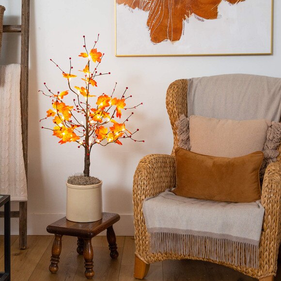 3-ft Pre-Lit Autumn Maple Artificial Fall Tree with Berries and 36 Warm White LED Lights - SKU #T5277 - 7