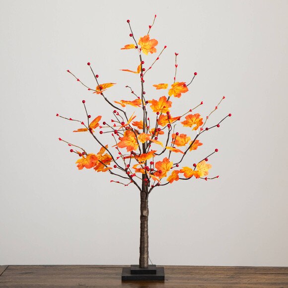 3-ft Pre-Lit Autumn Maple Artificial Fall Tree with Berries and 36 Warm White LED Lights - SKU #T5277 - 8