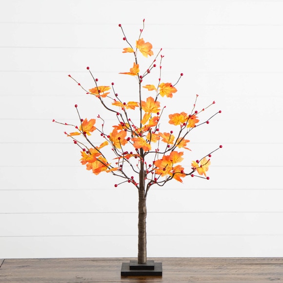 3-ft Pre-Lit Autumn Maple Artificial Fall Tree with Berries and 36 Warm White LED Lights - SKU #T5277 - 10