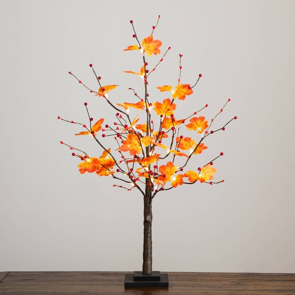 3-ft Pre-Lit Autumn Maple Artificial Fall Tree with Berries and 36 Warm White LED Lights - SKU #T5277 - 11
