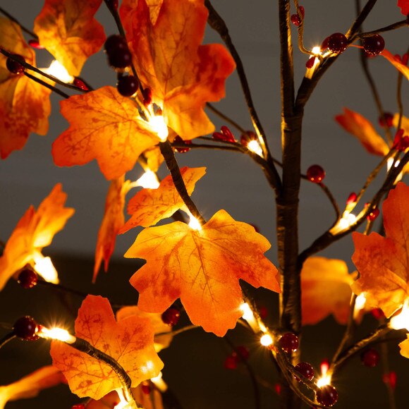 4-ft Pre-Lit Autumn Maple Artificial Fall Tree with Berries and 60 Warm White LED Lights - SKU #T5278 - 3