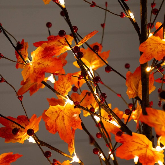 5-ft Pre-Lit Autumn Maple Artificial Fall Tree with Berries and 96 Warm White LED Lights - SKU #T5279 - 3