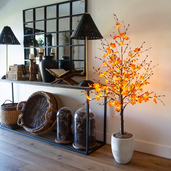 5-ft Pre-Lit Autumn Maple Artificial Fall Tree with Berries and 96 Warm White LED Lights - SKU #T5279 - 6
