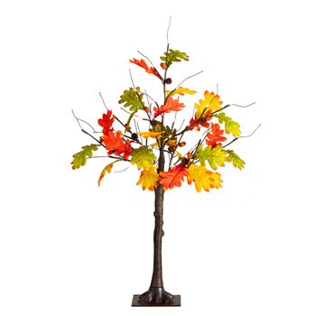 3-ft Pre-Lit Autumn Maple Artificial Fall Tree with Pinecones Acorns and 36 Warm White LED Lights - SKU #T5280