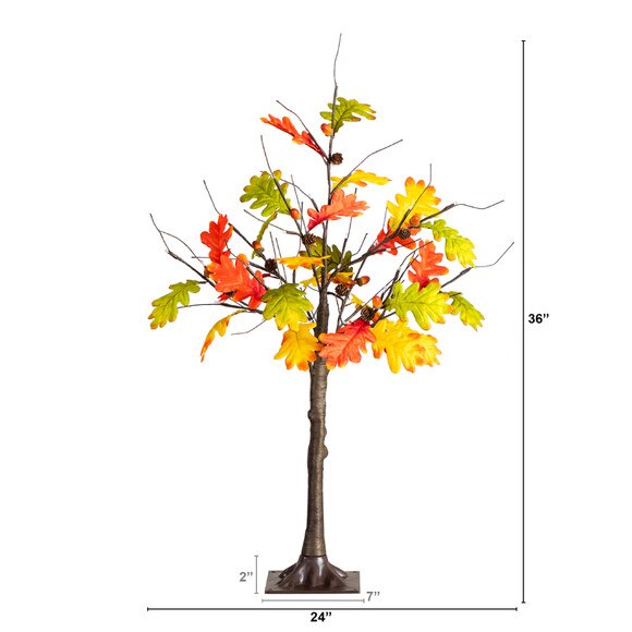 3-ft Pre-Lit Autumn Maple Artificial Fall Tree with Pinecones Acorns and 36 Warm White LED Lights - SKU #T5280 - 1