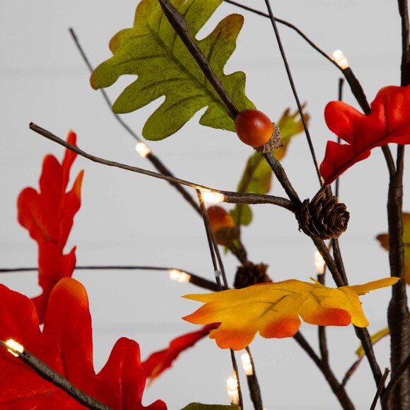 3-ft Pre-Lit Autumn Maple Artificial Fall Tree with Pinecones Acorns and 36 Warm White LED Lights - SKU #T5280 - 3