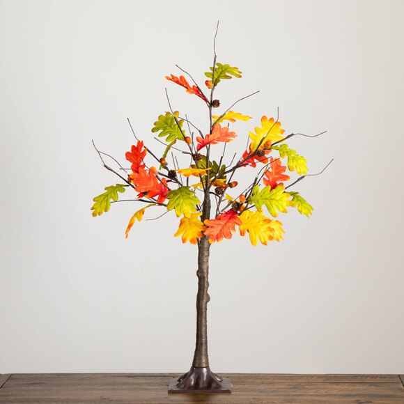 3-ft Pre-Lit Autumn Maple Artificial Fall Tree with Pinecones Acorns and 36 Warm White LED Lights - SKU #T5280 - 8