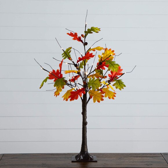 3-ft Pre-Lit Autumn Maple Artificial Fall Tree with Pinecones Acorns and 36 Warm White LED Lights - SKU #T5280 - 9