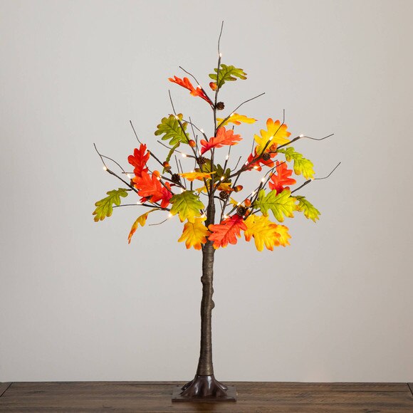 3-ft Pre-Lit Autumn Maple Artificial Fall Tree with Pinecones Acorns and 36 Warm White LED Lights - SKU #T5280 - 11