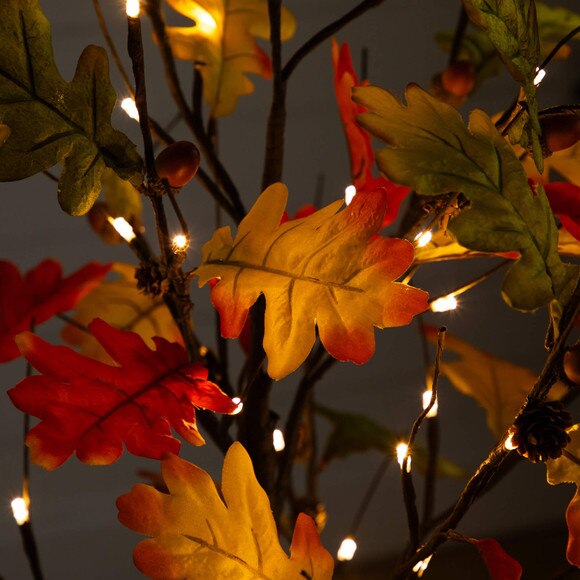 4-ft Pre-Lit Autumn Maple Artificial Fall Tree with Pinecones Acorns and 60 Warm White LED Lights - SKU #T5281 - 2