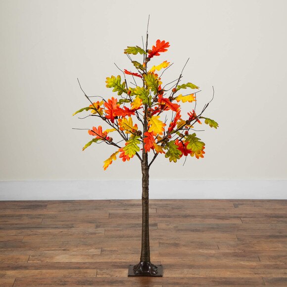 4-ft Pre-Lit Autumn Maple Artificial Fall Tree with Pinecones Acorns and 60 Warm White LED Lights - SKU #T5281 - 7