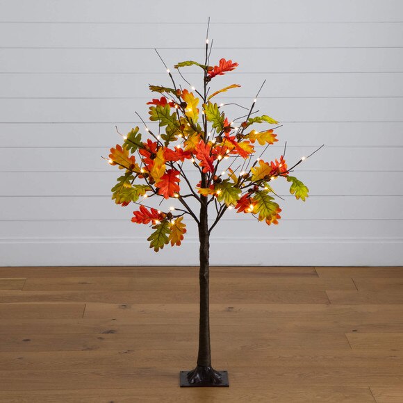 4-ft Pre-Lit Autumn Maple Artificial Fall Tree with Pinecones Acorns and 60 Warm White LED Lights - SKU #T5281 - 9