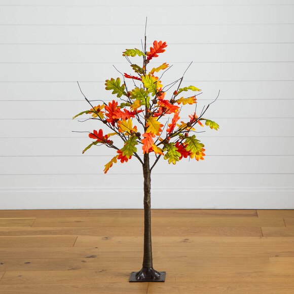 4-ft Pre-Lit Autumn Maple Artificial Fall Tree with Pinecones Acorns and 60 Warm White LED Lights - SKU #T5281 - 10