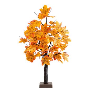 2-ft Pre-Lit Autumn Maple Artificial Fall Tree with 24 Warm White LED Lights and Detachable Base - SKU #T5283