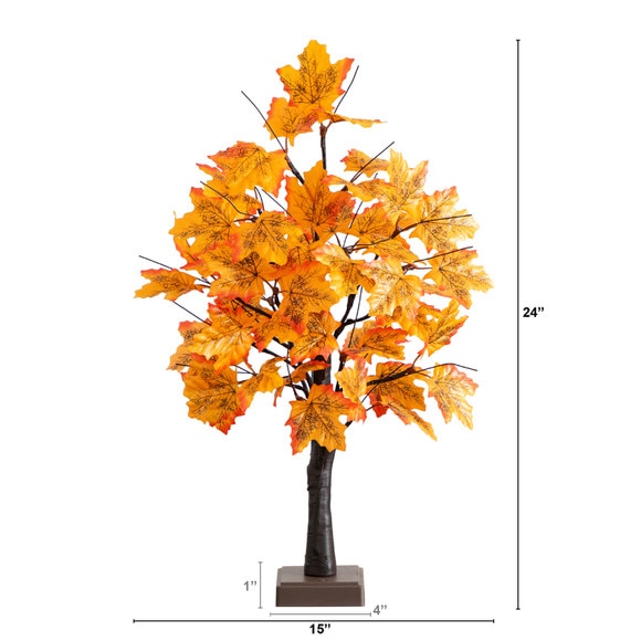 2-ft Pre-Lit Autumn Maple Artificial Fall Tree with 24 Warm White LED Lights and Detachable Base - SKU #T5283 - 1