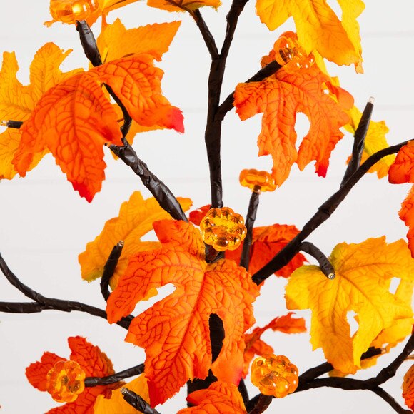 2-ft Pre-Lit Autumn Maple Artificial Fall Tree with 24 Warm White LED Lights and Detachable Base - SKU #T5283 - 2