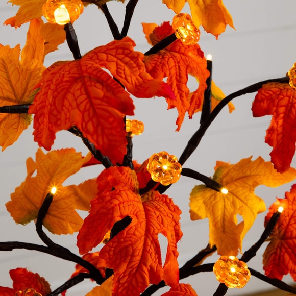 2-ft Pre-Lit Autumn Maple Artificial Fall Tree with 24 Warm White LED Lights and Detachable Base - SKU #T5283 - 3