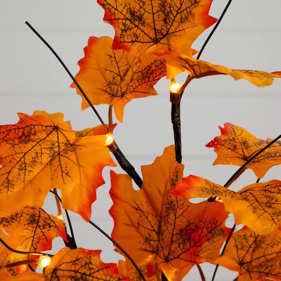 2-ft Pre-Lit Autumn Maple Artificial Fall Tree with 24 Warm White LED Lights and Detachable Base - SKU #T5283 - 4