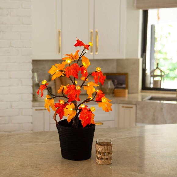 2-ft Pre-Lit Autumn Maple Artificial Fall Tree with 24 Warm White LED Lights and Detachable Base - SKU #T5283 - 7