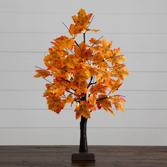 2-ft Pre-Lit Autumn Maple Artificial Fall Tree with 24 Warm White LED Lights and Detachable Base - SKU #T5283 - 9